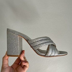 RAYE Sliver Glitter Mule Slides